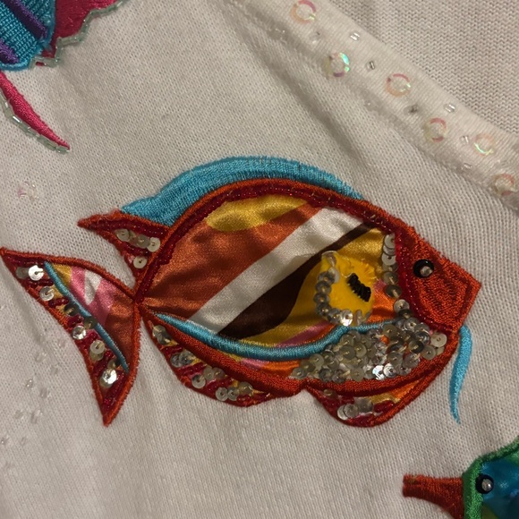 Vintage 90s‎ Jack B. Quick Embroidered Fish V-Neck Shirt 1X - Picture 5 of 6